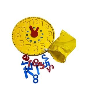 Vintage 1986 Amway Grow Wise Educational Clock Puzzle Learning Toy Yellow 10.5in